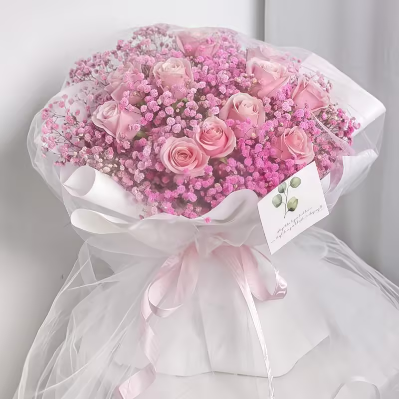 Bouquet di 11 Rose Rosa - Grazia Delicata 11 Pink Roses Bouquet - Gentle Grace | Romantic Floral Gift