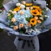 6 Sunflowers & 15 Champagne Roses Bouquet | Sunny Radiance - 2