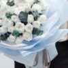33 White Roses Bouquet - Pure Elegance with Eucalyptus - 2