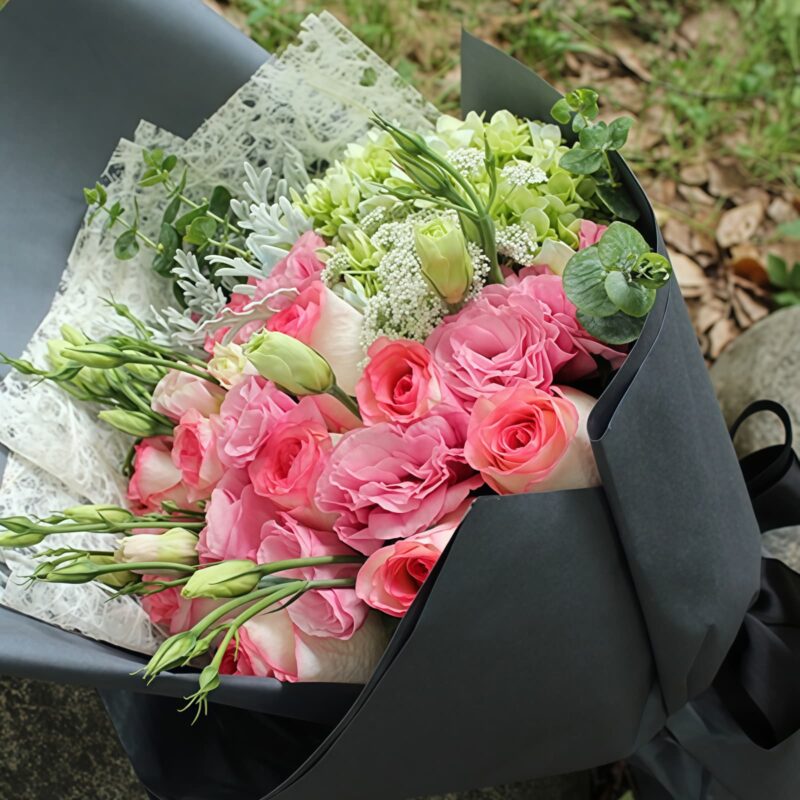 Elsa Rose & Green Hydrangea Bouquet - Love Letter Floral Gift - 2