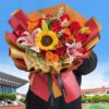 14-Stem Rose, Lily & Sunflower Bouquet | Pure Joy Floral Arrangement