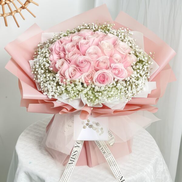 Bouquet di 33 Rose Rosa - Romanza in Rosa