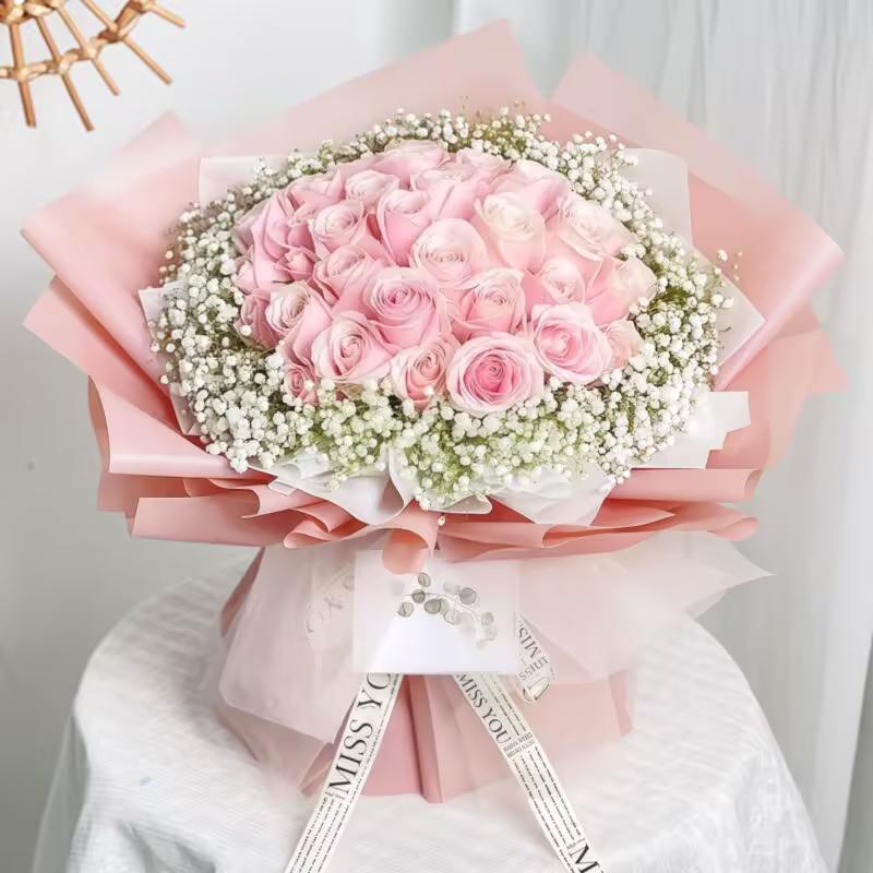 33 Pink Roses Bouquet - Pink Romance | Luxury Floral Gift