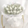 16 White Roses Bouquet - Elegant White Roses & Baby's Breath