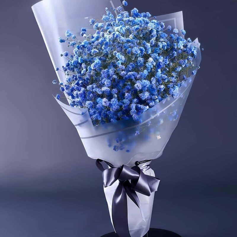 Pink and Blue Baby's Breath Bouquet - Sweet Romance Floral Gift - 4