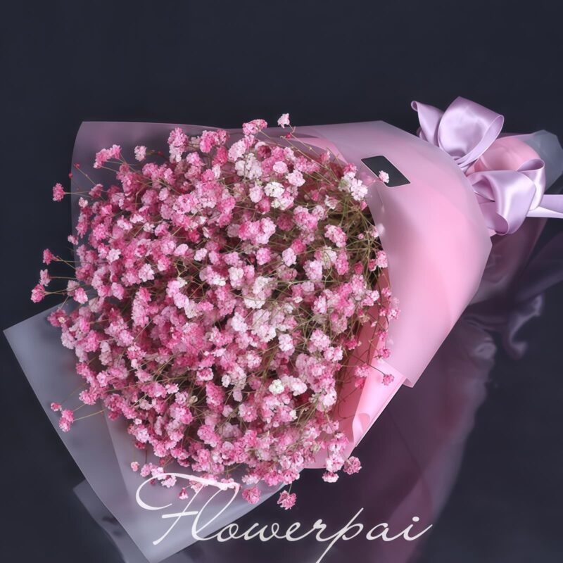 Pink and Blue Baby's Breath Bouquet - Sweet Romance Floral Gift - 1