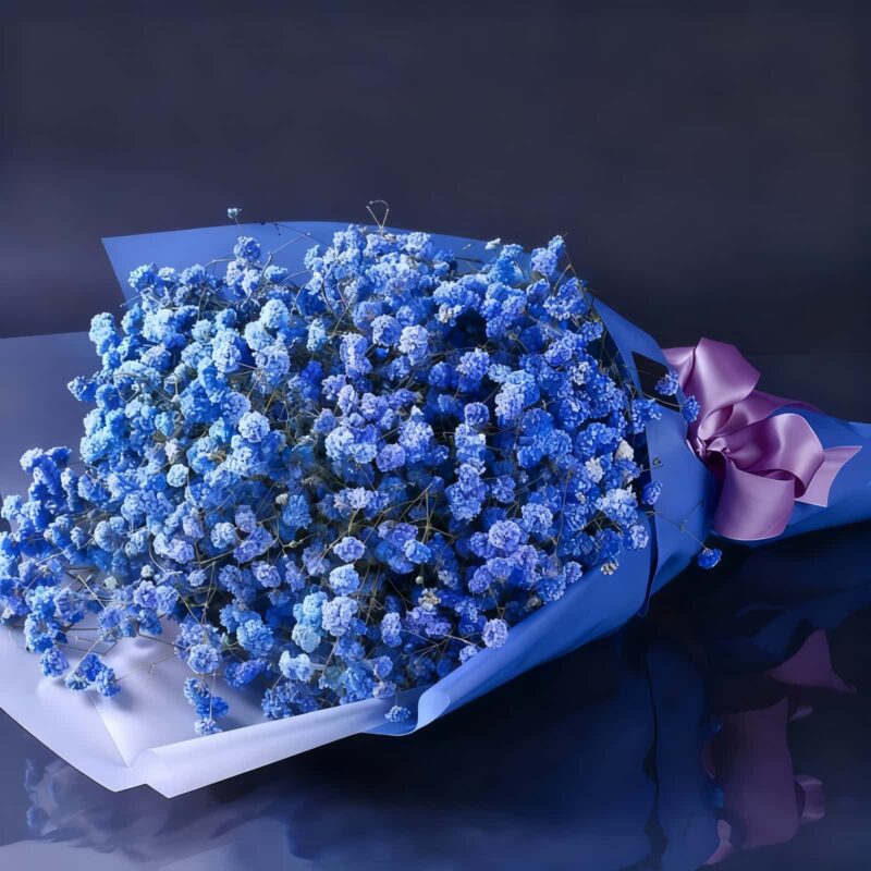 Pink and Blue Baby's Breath Bouquet - Sweet Romance Floral Gift - 2