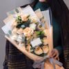 Mixed White & Champagne Roses Bouquet - Serene Grace Floral Gift