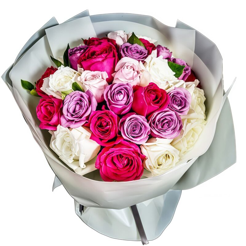 33 Multi-Color Roses Bouquet | Vibrant Assorted Flower Arrangement - 3
