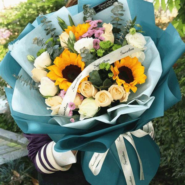 Bouquet di Girasoli e Rose - Splendore Dorato
