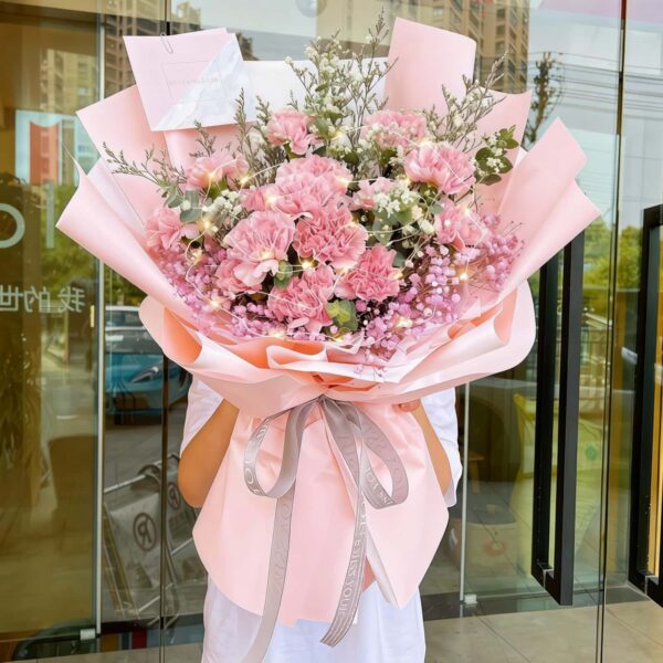 11 Pink Carnation Bouquet - Tender Grace | Elegant Floral Gift