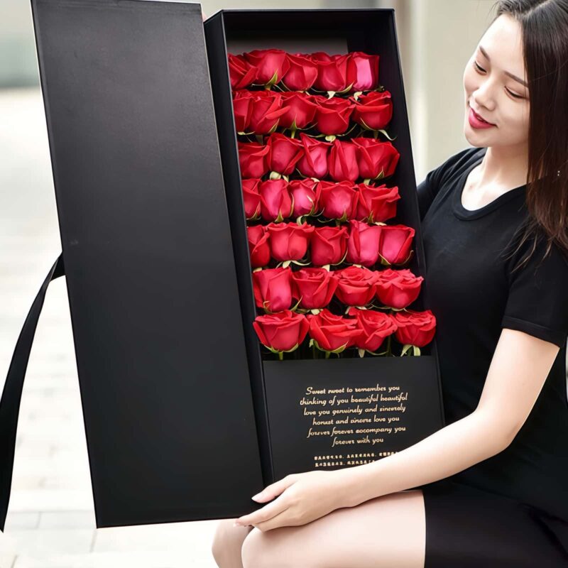 33 Red Roses Gift Box - Eternal Passion Luxury Floral Arrangement - 5