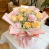 12 Champagne & Pink Rose Bouquet - Sweet Romance Floral Gift