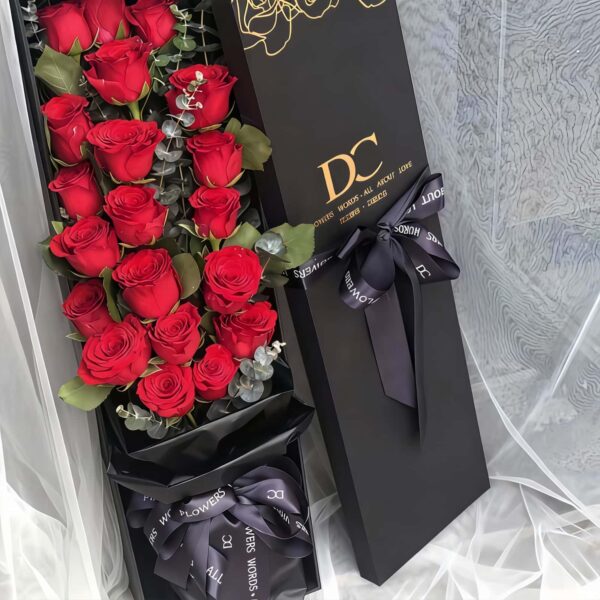 19 Premium Roses Box - Devoted Protection | Elegant Floral Gift