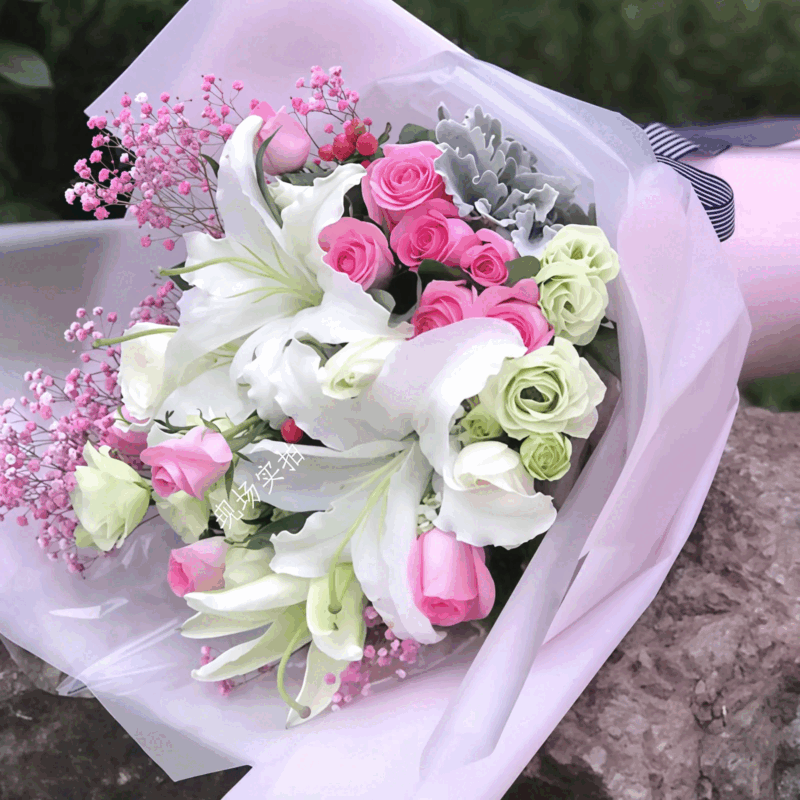 23 Roses and Lilies Bouquet - Soft Remembrance | Elegant Floral Gift - 2