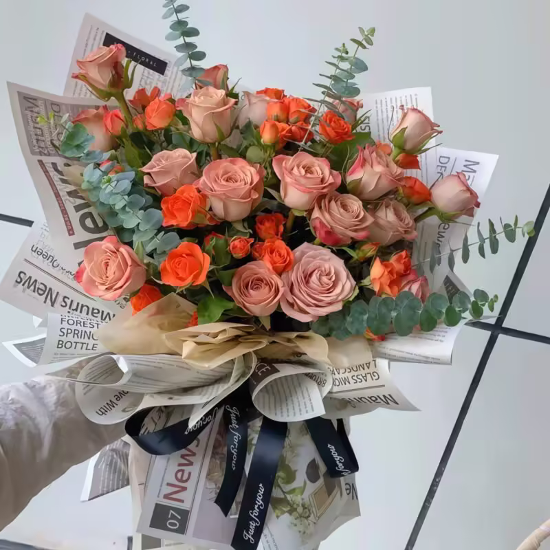 Bouquet di 16 Rose Cappuccino – Eleganza Vintage 16 Cappuccino Roses Bouquet | Elegant Vintage Floral Gift