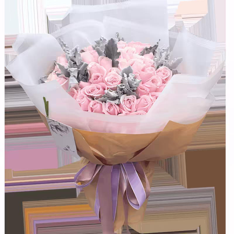 99 Pink Roses Bouquet - Strawberry Dream | Romantic Floral Gift - 1