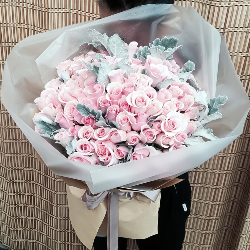 99 Pink Roses Bouquet - Strawberry Dream | Romantic Floral Gift - 4