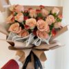16 Cappuccino Roses Bouquet - Butterfly Grace | Elegant Floral Gift