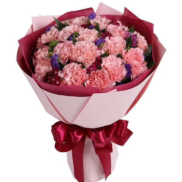 Buquê de 19 Cravos Cor-de-Rosa - Florescer da Alegria