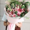 Bouquet di 11 Gigli Rosa e 11 Rose Rosa - Eleganza in Tonalità Pastello 11 Pink Lilies and 11 Pink Roses Bouquet | Pink Elegance Floral Gift - 2