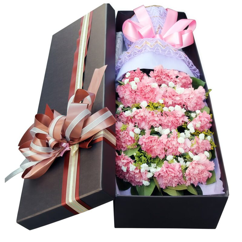 19 Carnations Gift Box - Elegant Flower Bouquet for Teacher’s Day - 1