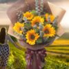 Sunflowers & Dianthus Bouquet | Tender Years Floral Arrangement