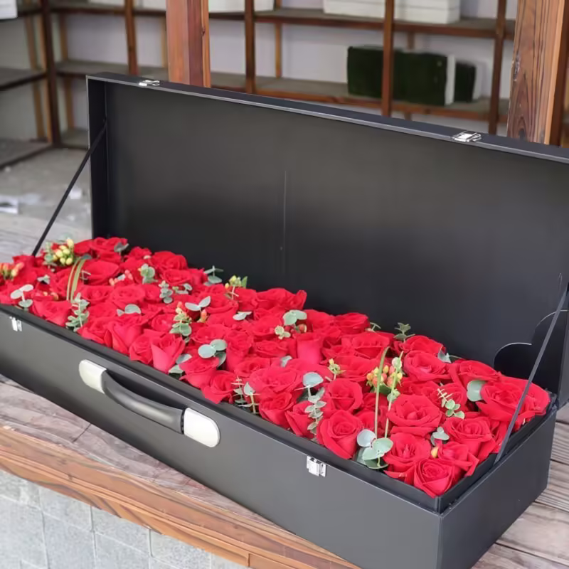 99 Red Roses Gift Box - Iconic Romantic Floral Arrangement - 2