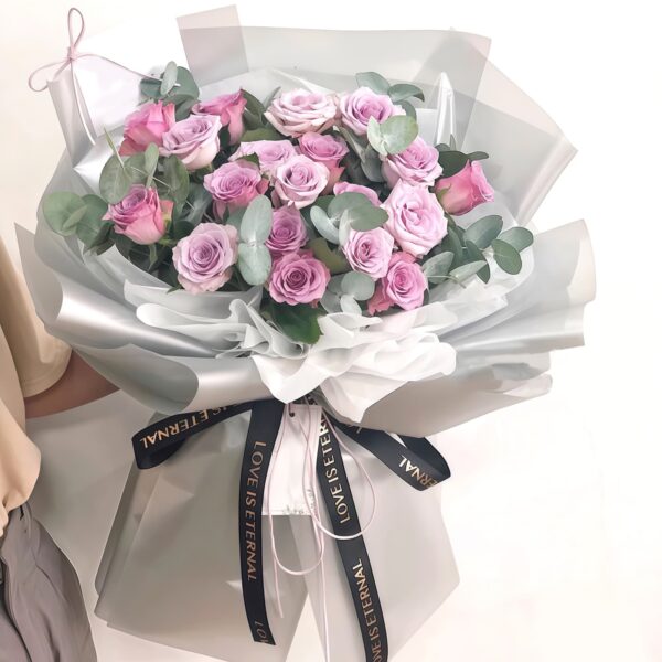 Bouquet di 21 Rose Viola - Incanto Mistico