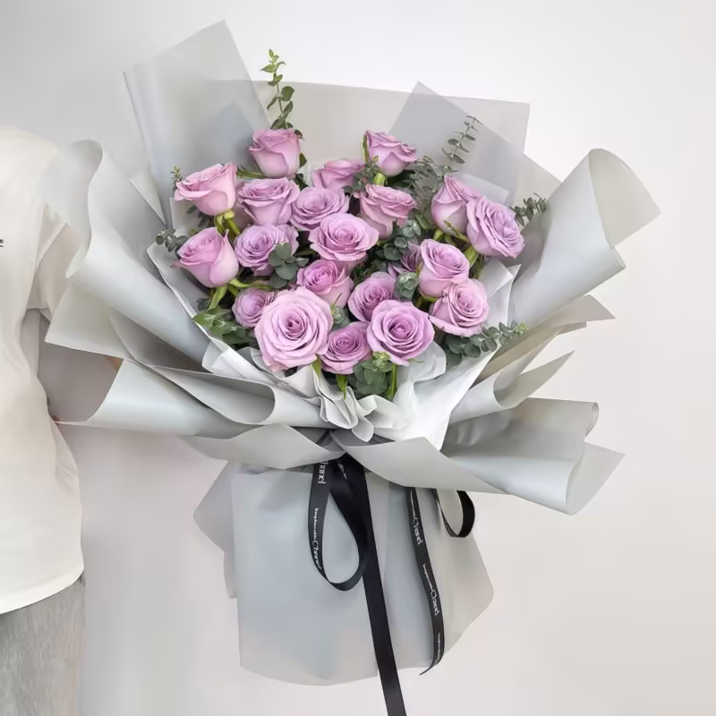 19 Purple Roses Bouquet - Infinite Devotion | Elegant Floral Gift