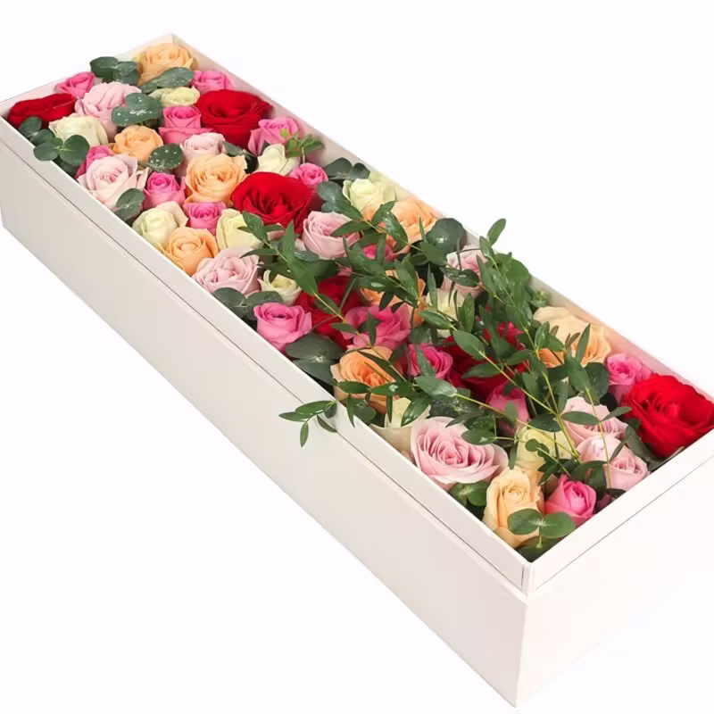 50 Mixed Roses Bouquet - Vibrant Joy | Fresh Flower Delivery - 1