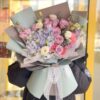 11 Purple Roses & Blue Hydrangea Bouquet - Elegant Floral Gift