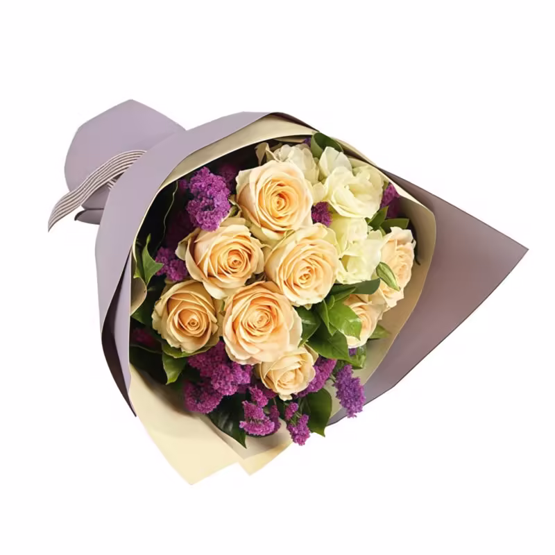 9 Champagne Roses Bouquet - Breath of Life | Elegant Floral Gift - 2