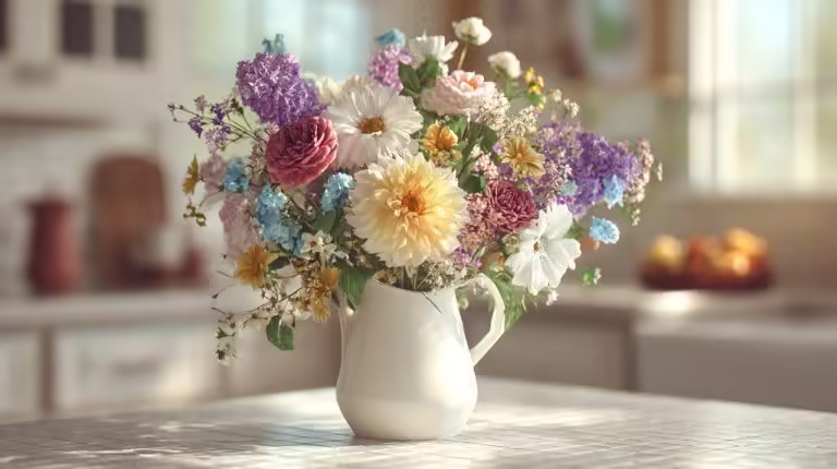 A vibrant, multi-flower arrangement in a modern vase, showcasing complex floral narratives.