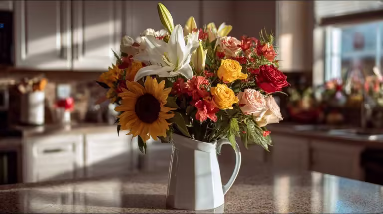 A diverse and colorful bouquet showcasing various flower forms and colors, symbolizing complex meanings.