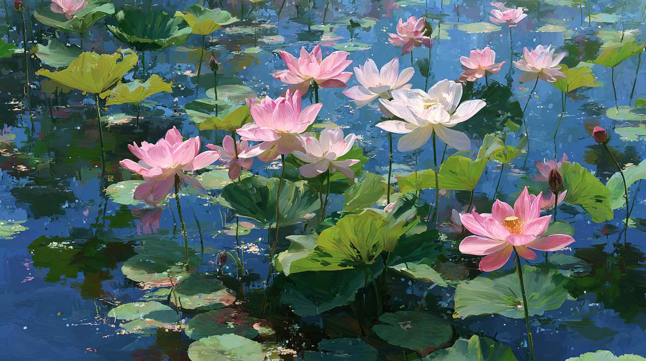 Vibranti fiori di loto che sbocciano sul Lago Occidentale, Hangzhou.