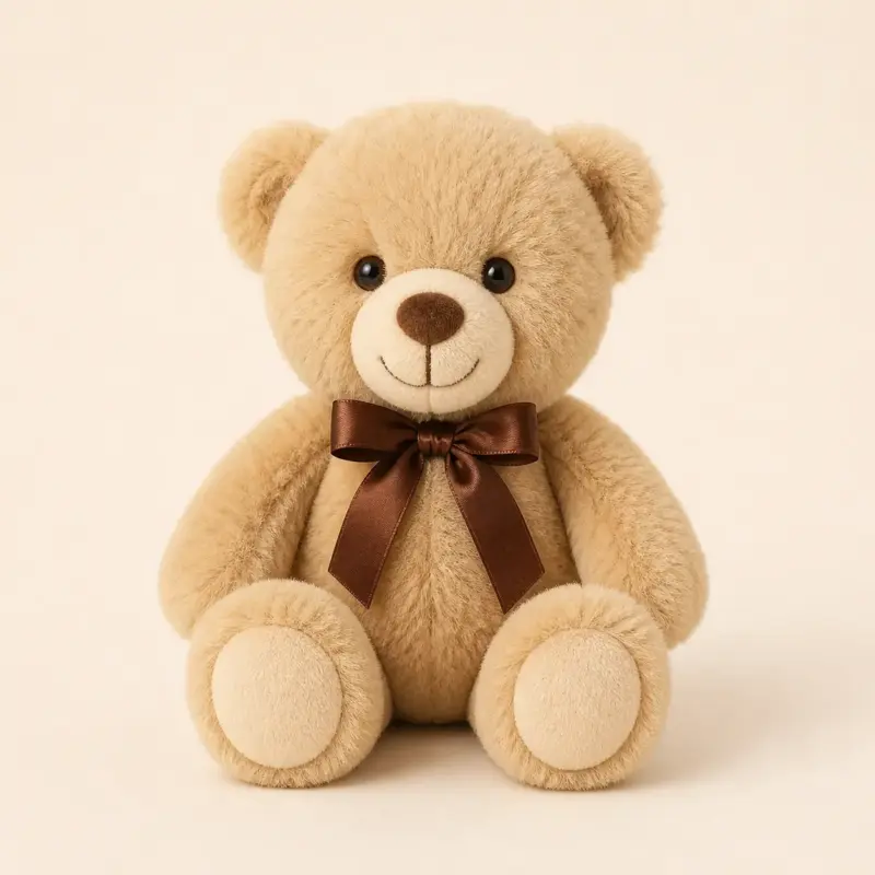 Classic Teddy Bear Plush - A Warm Hug 26cm light khaki teddy bear plush with brown ribbon