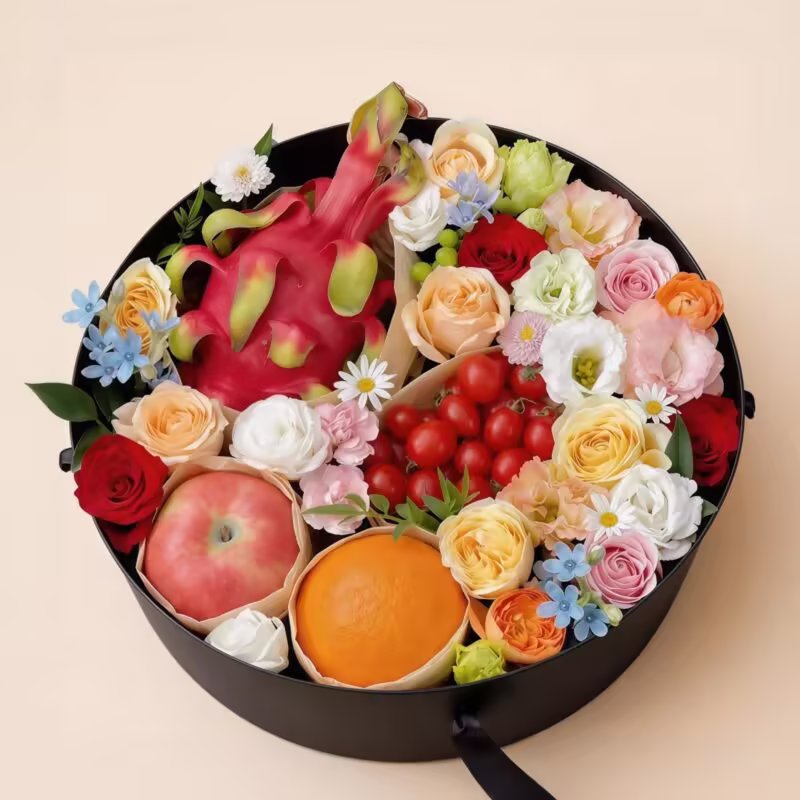 Round Flowers & Fruit Gift Box | Premium Professional Gifting