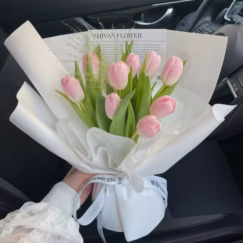 9 Pink Tulips Bouquet - Endless Love