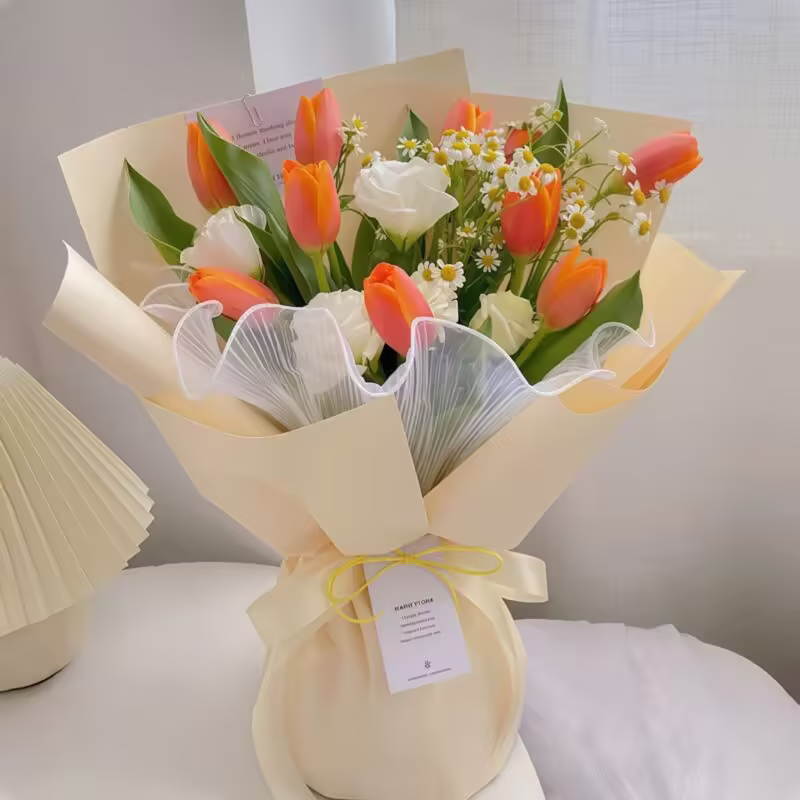 10 Orange Tulips Bouquet - Summer Vibe