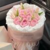 11 Pink Roses & 9 Pink Tulips Bouquet - Sweet Peach