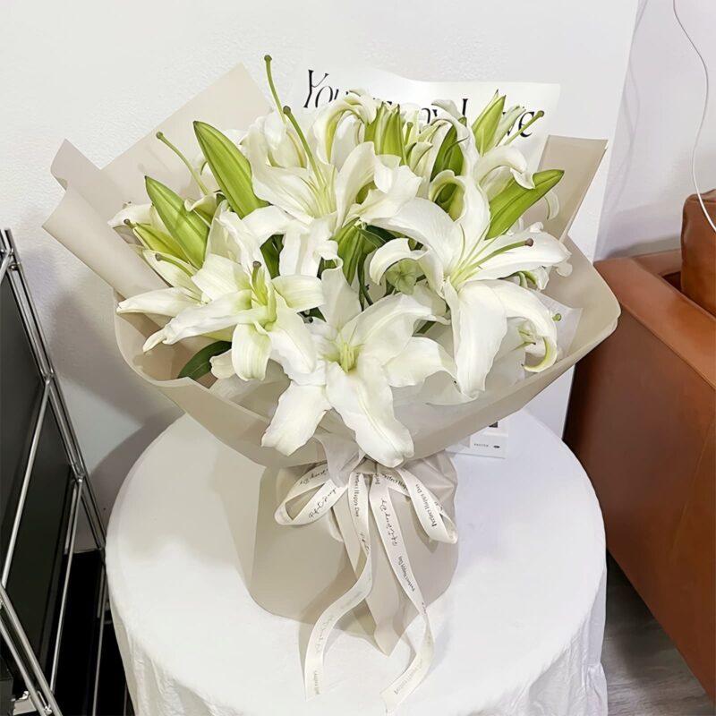 11 White Lilies Bouquet - Serendipity