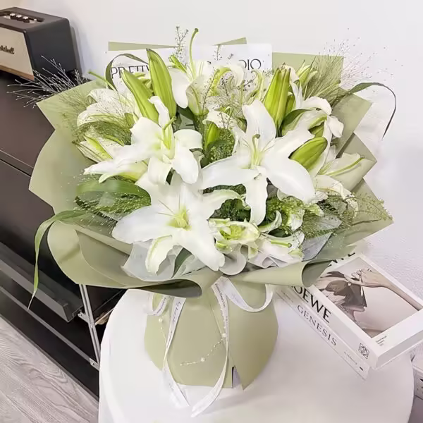 Bouquet di 19 Gigli Bianchi - Delicata Fioritura