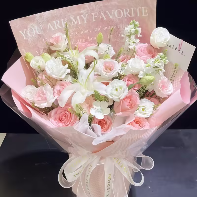 11 Diana Pink Roses & Lilies Bouquet - Eternal Love
