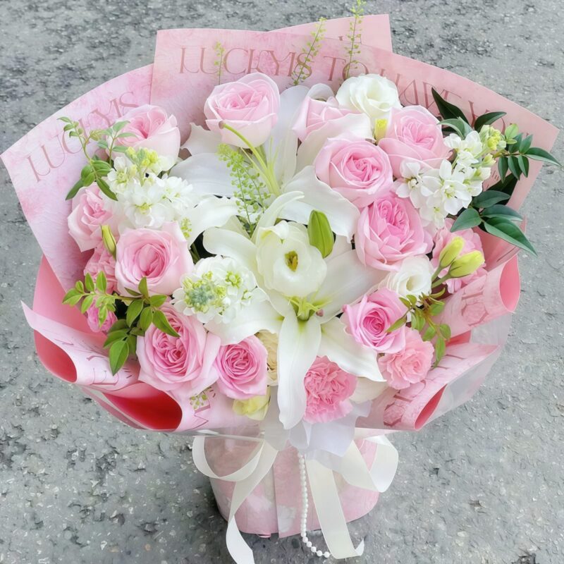11 Pink Roses & Carnations Bouquet - Tender Gratitude
