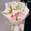 15 Pink Carnations & White Tulips Bouquet - Pure Grace