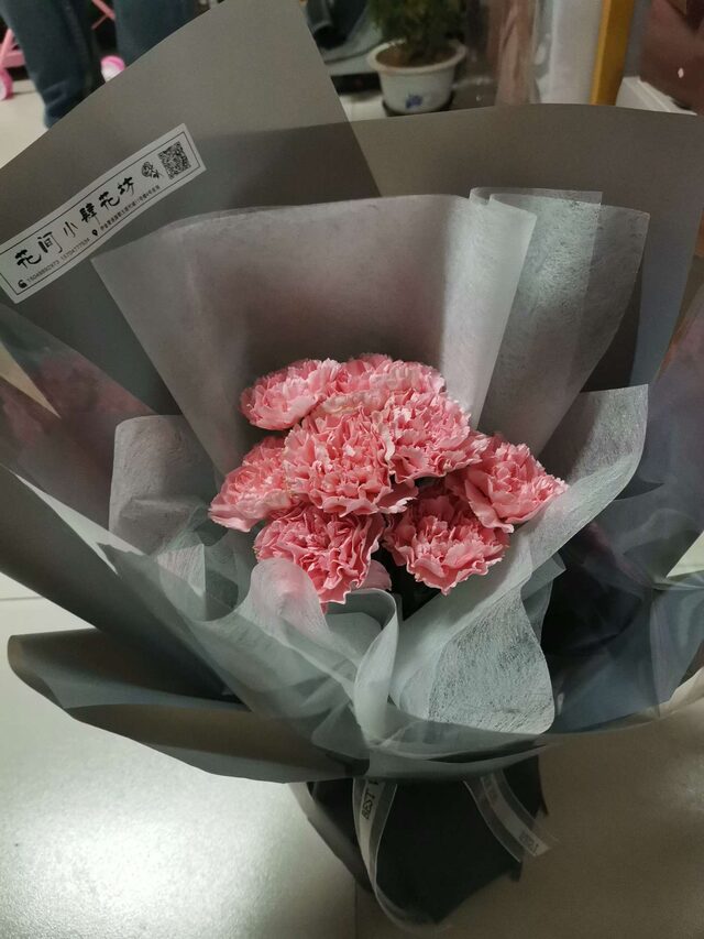 Bouquet di 8 Garofani Rosa – Dolci Momenti real bouquet photo