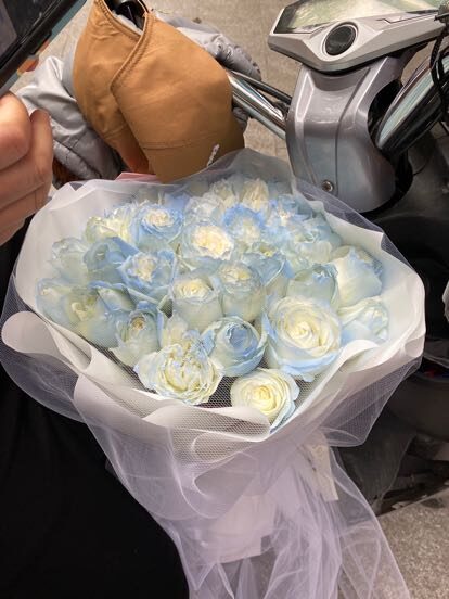 Bouquet di 33 Rose Blu Ghiaccio - Sereno Gelo real bouquet photo